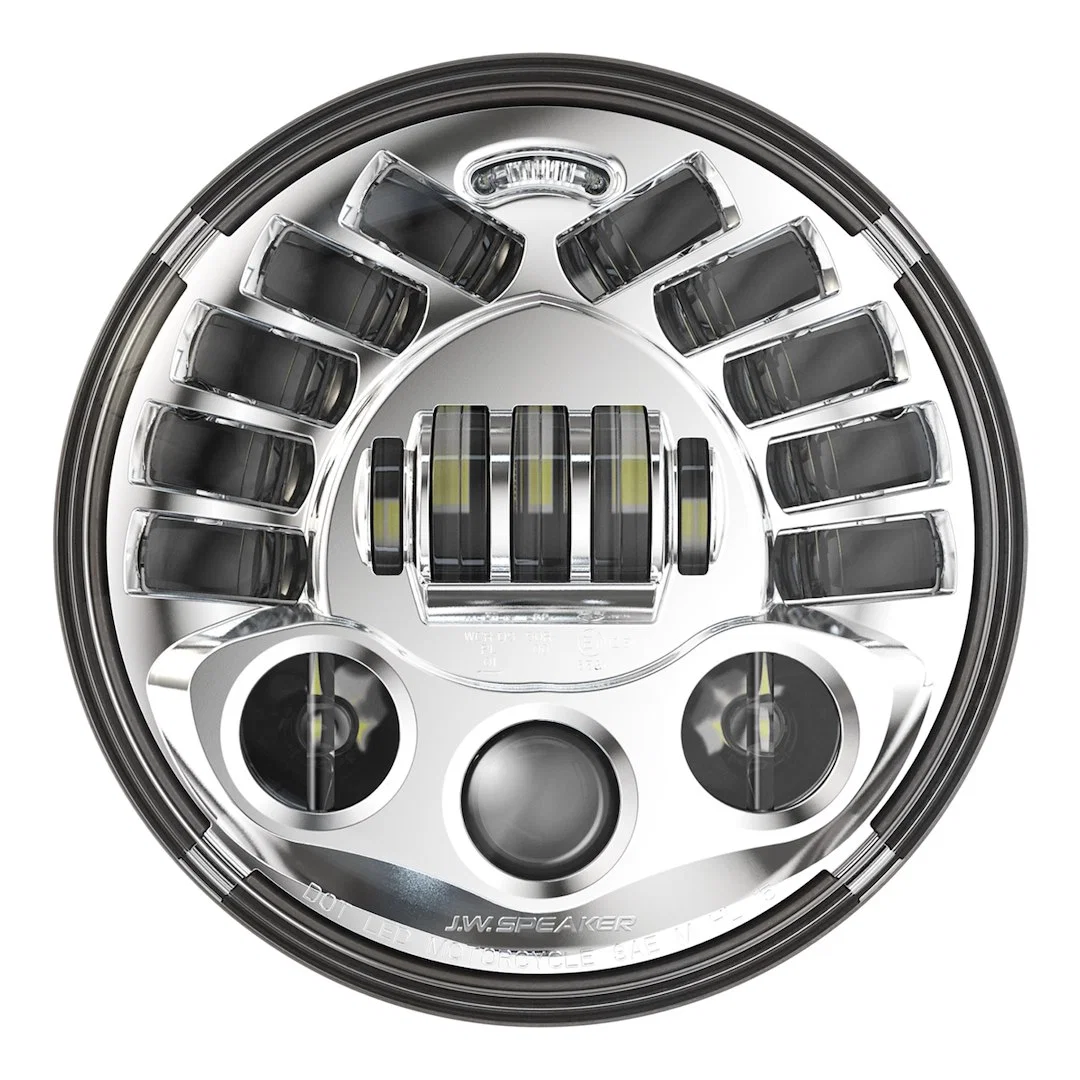 0555031 – JW SPEAKER Headlight Assembly, LED Bulb High and Low Beam Clear Bulb Clear Polycarbonate Lens Gray Aluminum...